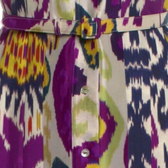 Ralph Lauren Resort 2022 Collection Freida Ikat Print Silk A-Line Midi Day Dress - Picture 7 of 15